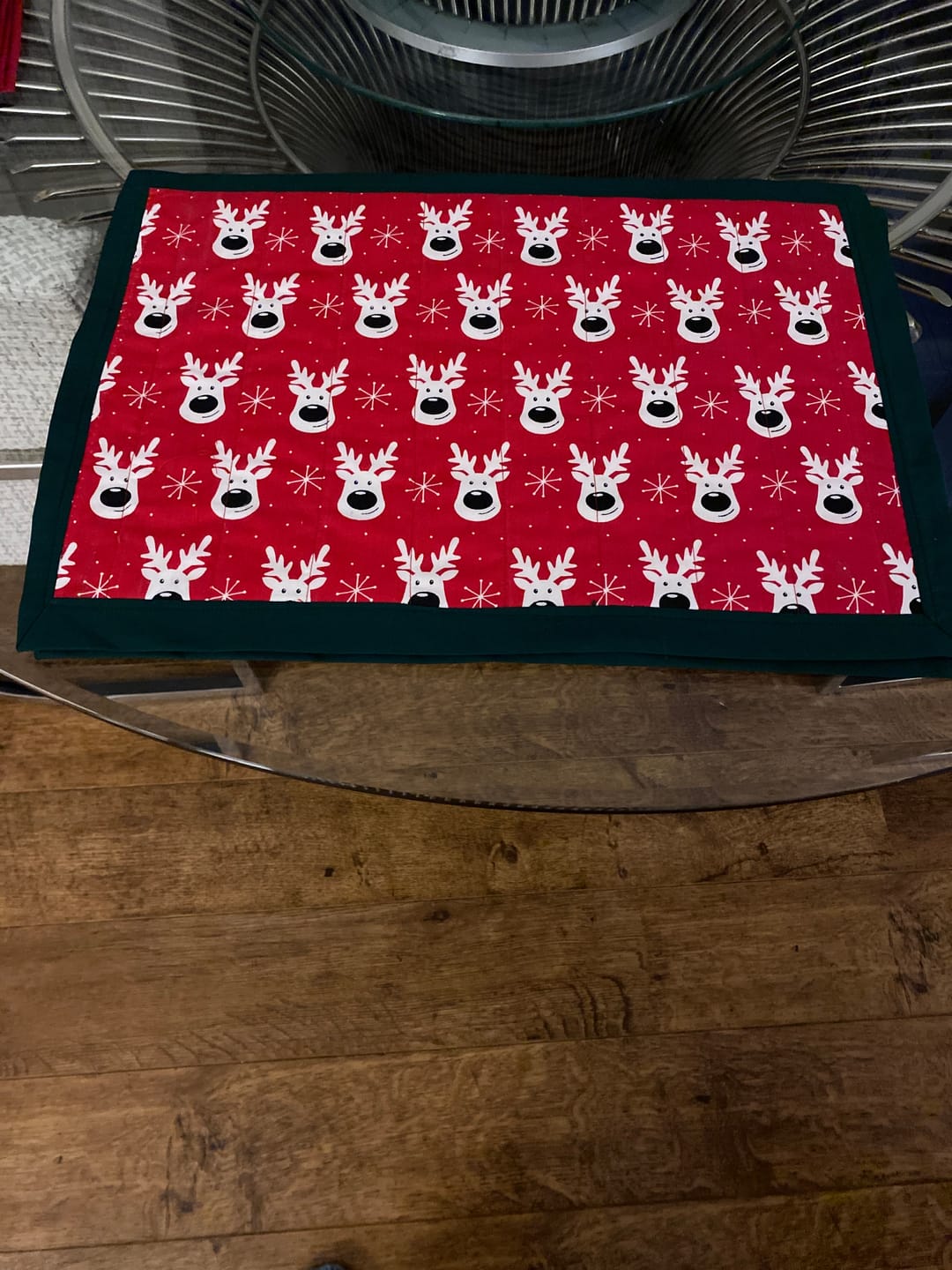 Customer photo review of White Reindeer Faces Polycotton Fabric