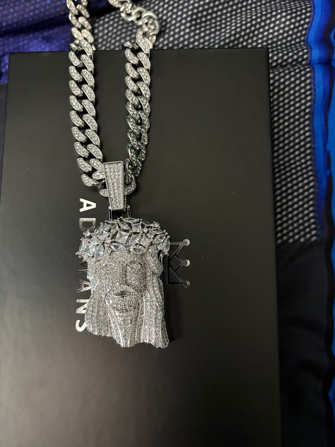 Customer photo review of Iced Compass Pendant - White Gold