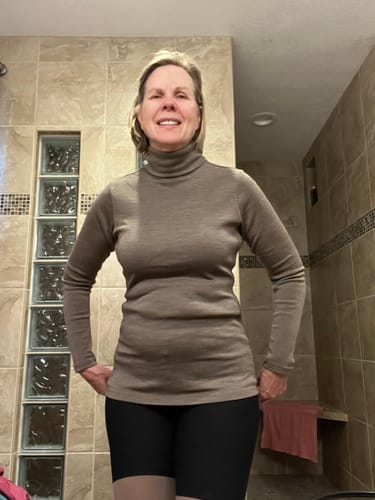Customer photo review of Peyton Turtleneck - Simply Taupe