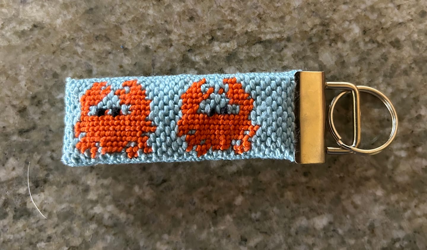 Customer photo review of Crabs Key Fob Needlepoint Kit