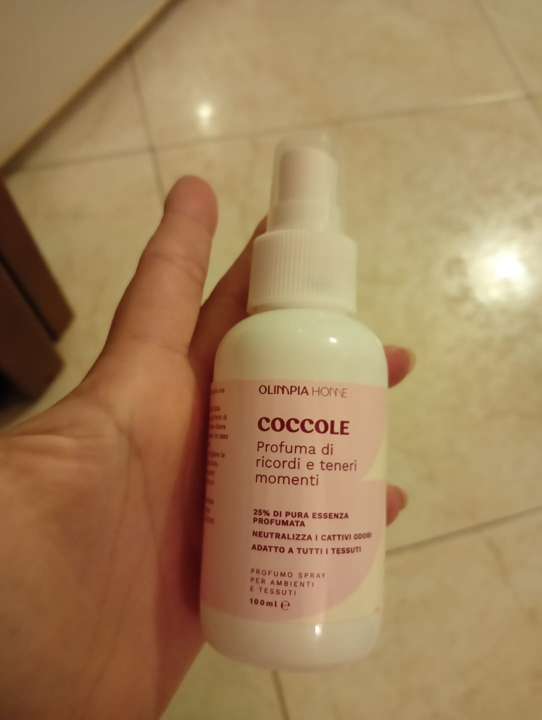 Customer photo review of Profumo spray per tessuti Coccole ml.100