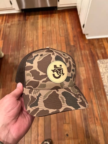 Customer photo review of Custom Leather Patch Five-Panel Trucker Hat - Richardson 112PFP