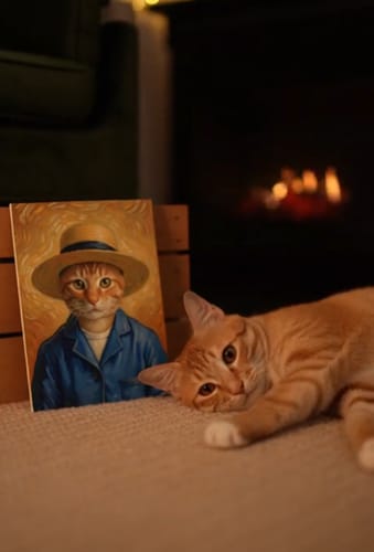 Customer photo review of Artzuzu Custom Portrait For Pets - Portrait with a Straw Hat