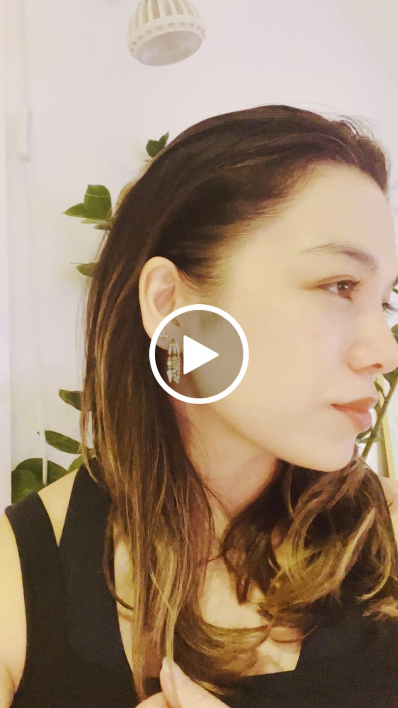 Customer video review of Palma Stacked Chain Spike Charm Illusion Earrings