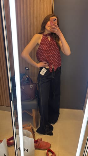 Customer photo review of JEANS PALAZZO TIRO MEDIO ANNA azul R