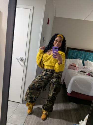 Customer photo review of Off-Duty Drawstring Camo Pants