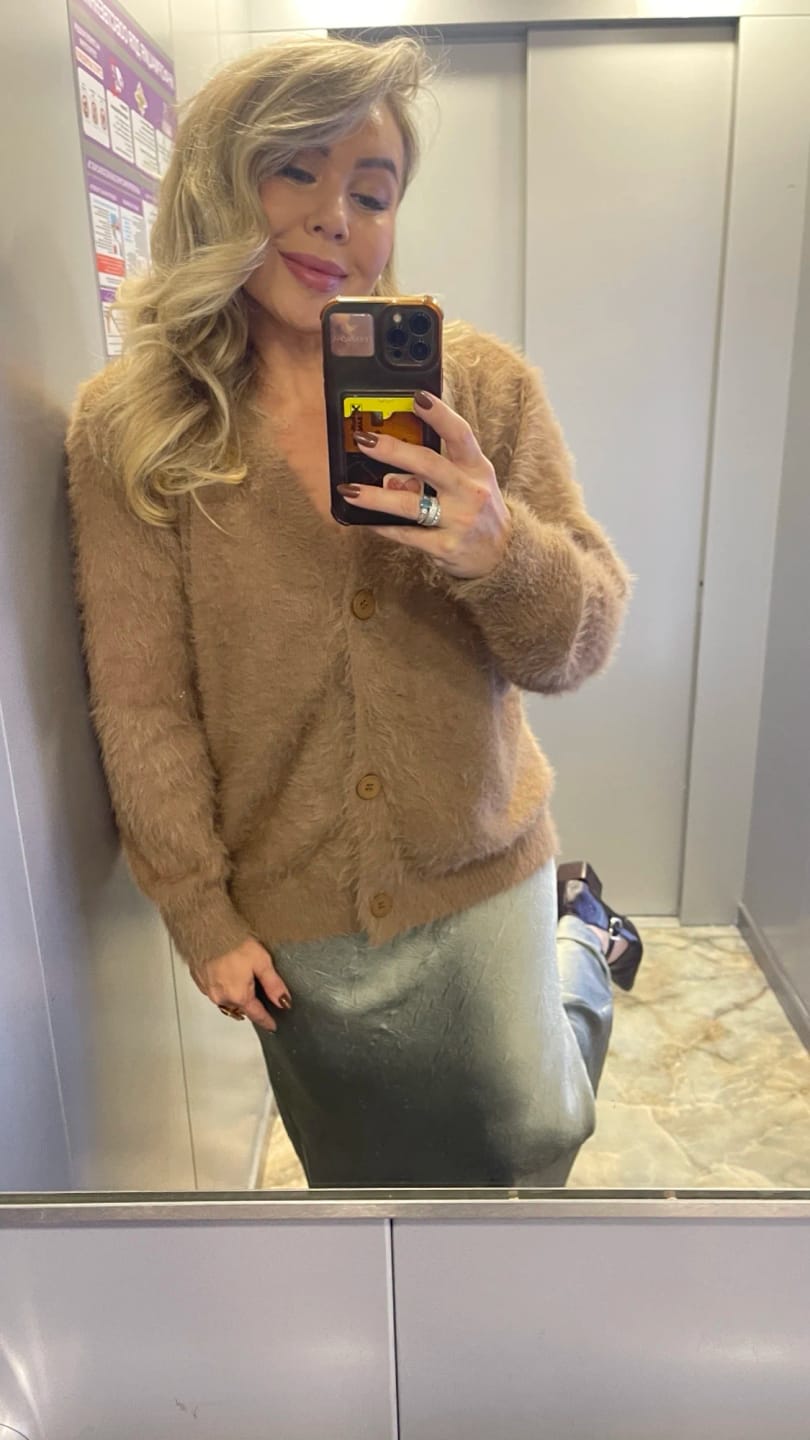 Customer photo review of Terry Cozy Knitted Cardigan