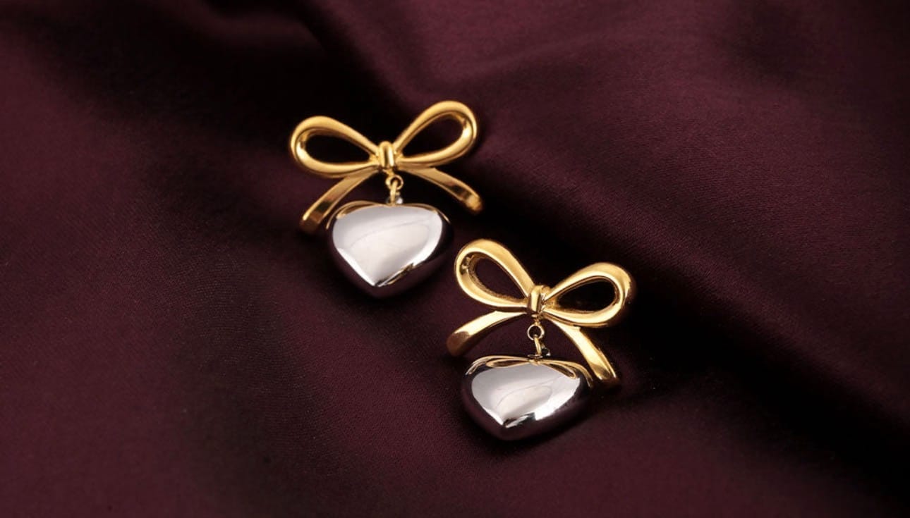 Customer photo review of Bi-metal Wrapped With Love Earrings
