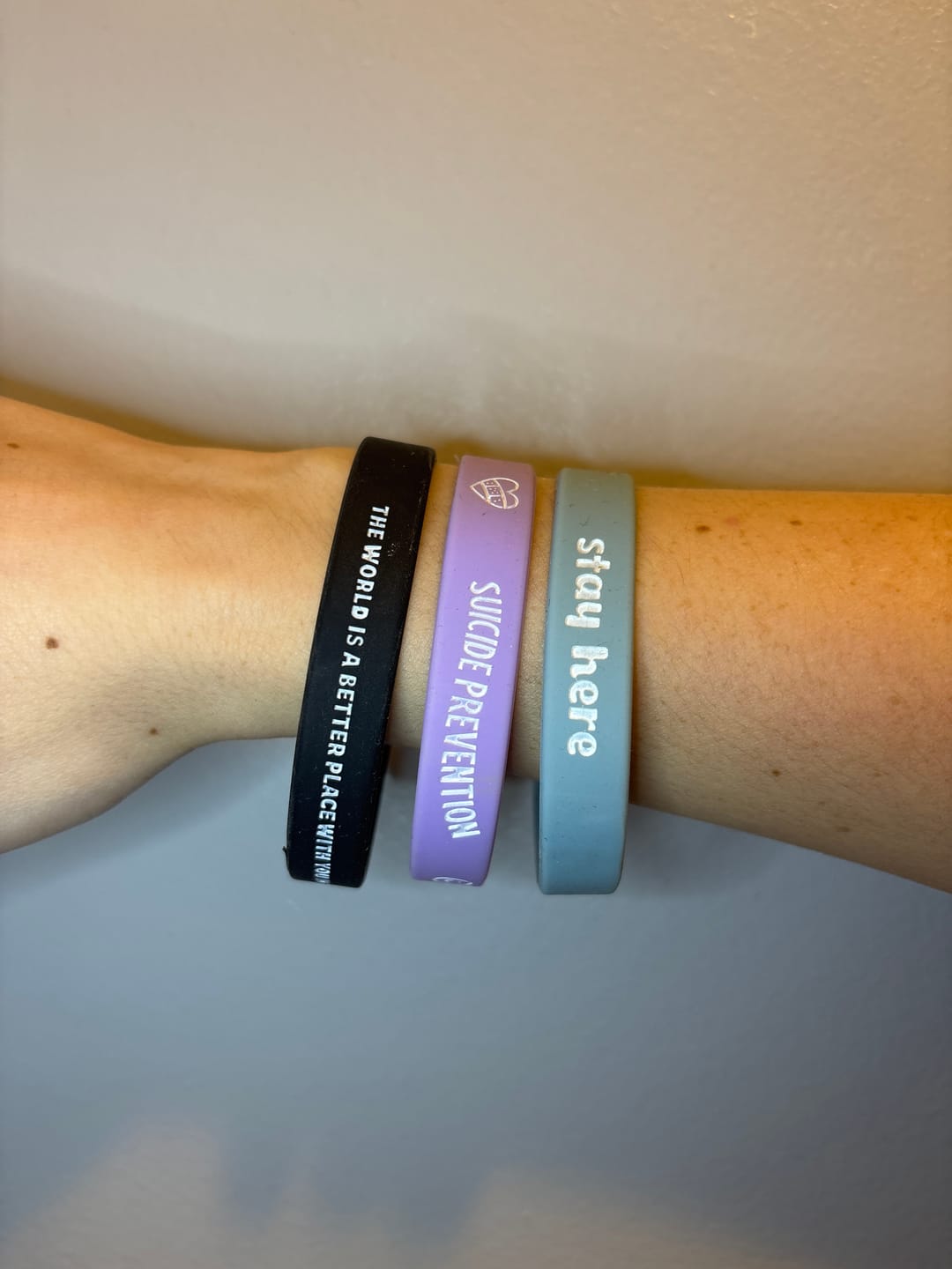 Customer photo review of Suicide Prevention Month Wristband 3-Pack