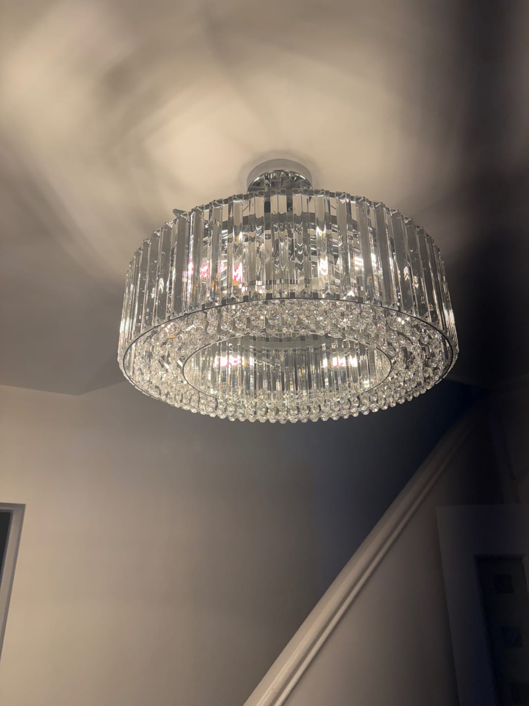 Customer photo review of Modern Chrome Round Drum Crystal Chandelier