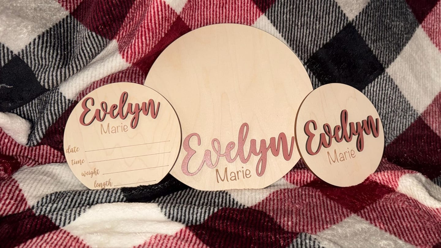 Customer photo review of Baby Name Announcement Sign with Stats