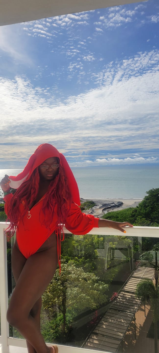 Customer photo review of Chic Bunny Ear Hoodie Bodysuit for sale
