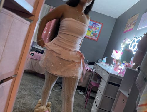 Customer photo review of Averie Beaded Sequin Skirt + Lace Shorts