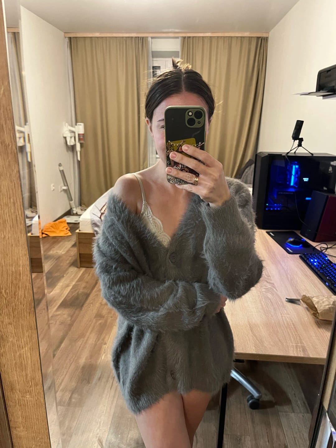 Customer photo review of Terry Cozy Knitted Cardigan