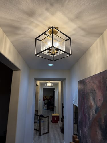 Customer photo review of 4-Light Square Water Glass Shade Semi Flush Mount