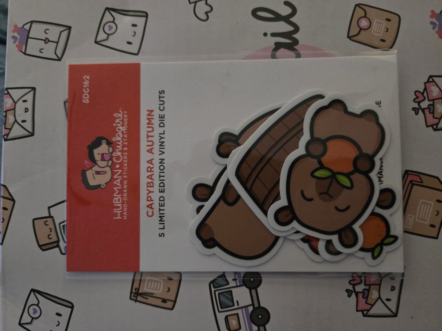 Customer photo review of Autumn Capybaras Die cut stickers