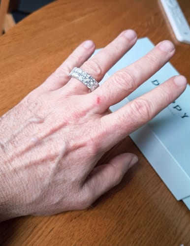 Customer photo review of MOISSANITE DOUBLE ETERNITY RING.