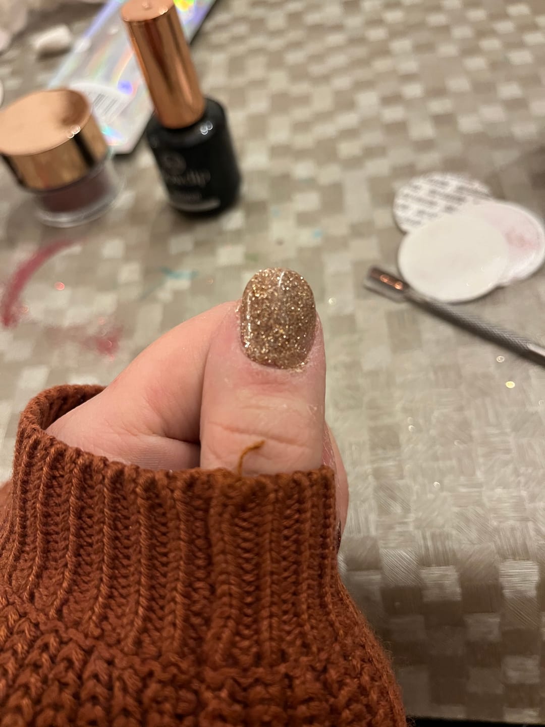 Customer photo review of Champagne Gold Dipping Powder