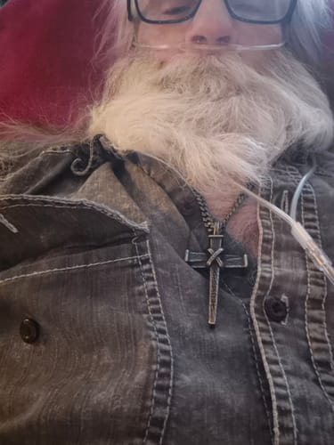 Customer photo review of Nailed to the Cross Galatians 2:20 Necklace - Helps Pair Veterans With A Service Dog Or Shelter Dog