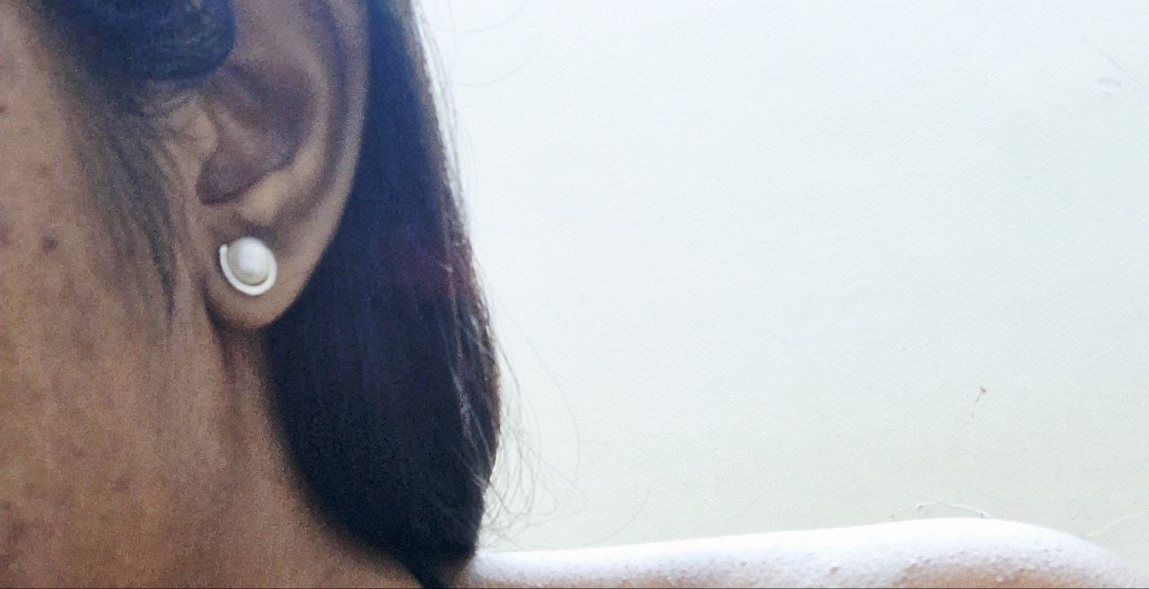 Customer photo review of Moonlit Harmony Sterling Silver Pearl Earrings