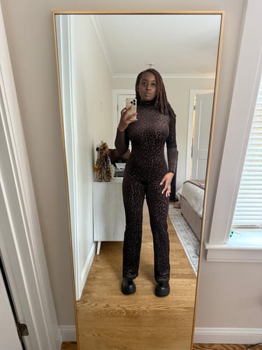 Customer photo review of Burnout Print Turtleneck Jumpsuit