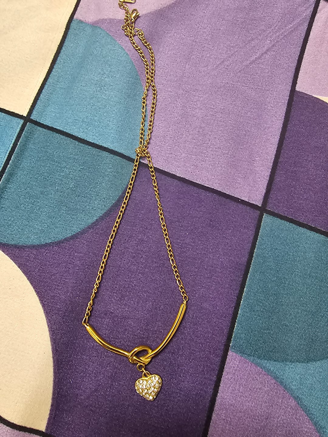 Customer photo review of Crystal Heart Charm Gold Necklace