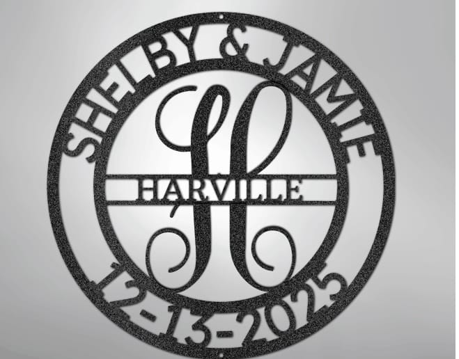Customer photo review of Custom Metal Family Established Monogram Wall Art - 20+ Color Options