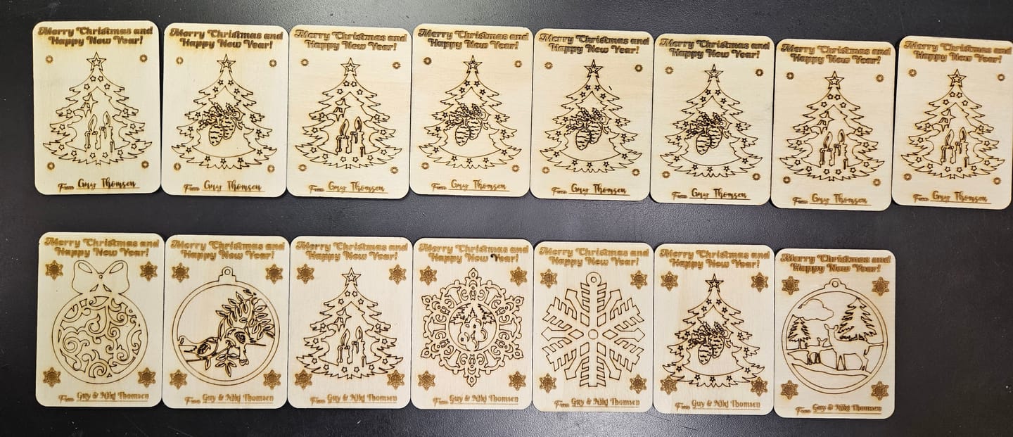 Customer photo review of Christmas gift cards 7 bundle laser cut svg file