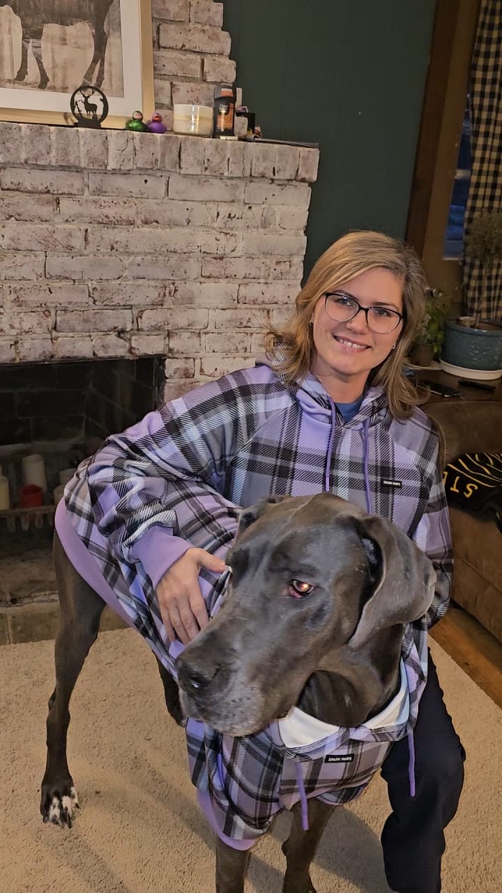 Customer photo review of Purple Plaid Human Hoodie
