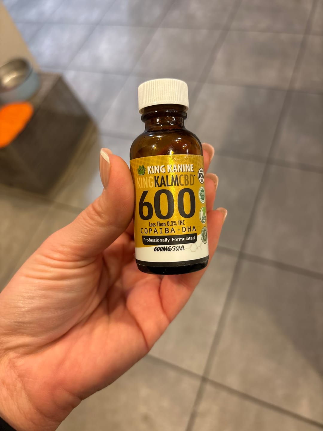 Customer photo review of KING KALM 600mg Hemp, Copaiba, Krill Oil & DHA for Dogs & Cats