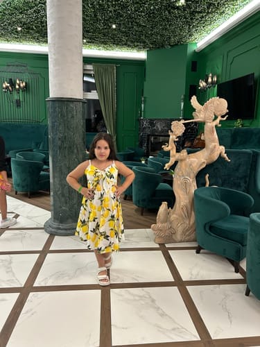 Customer photo review of Soft fabric dress with a slit