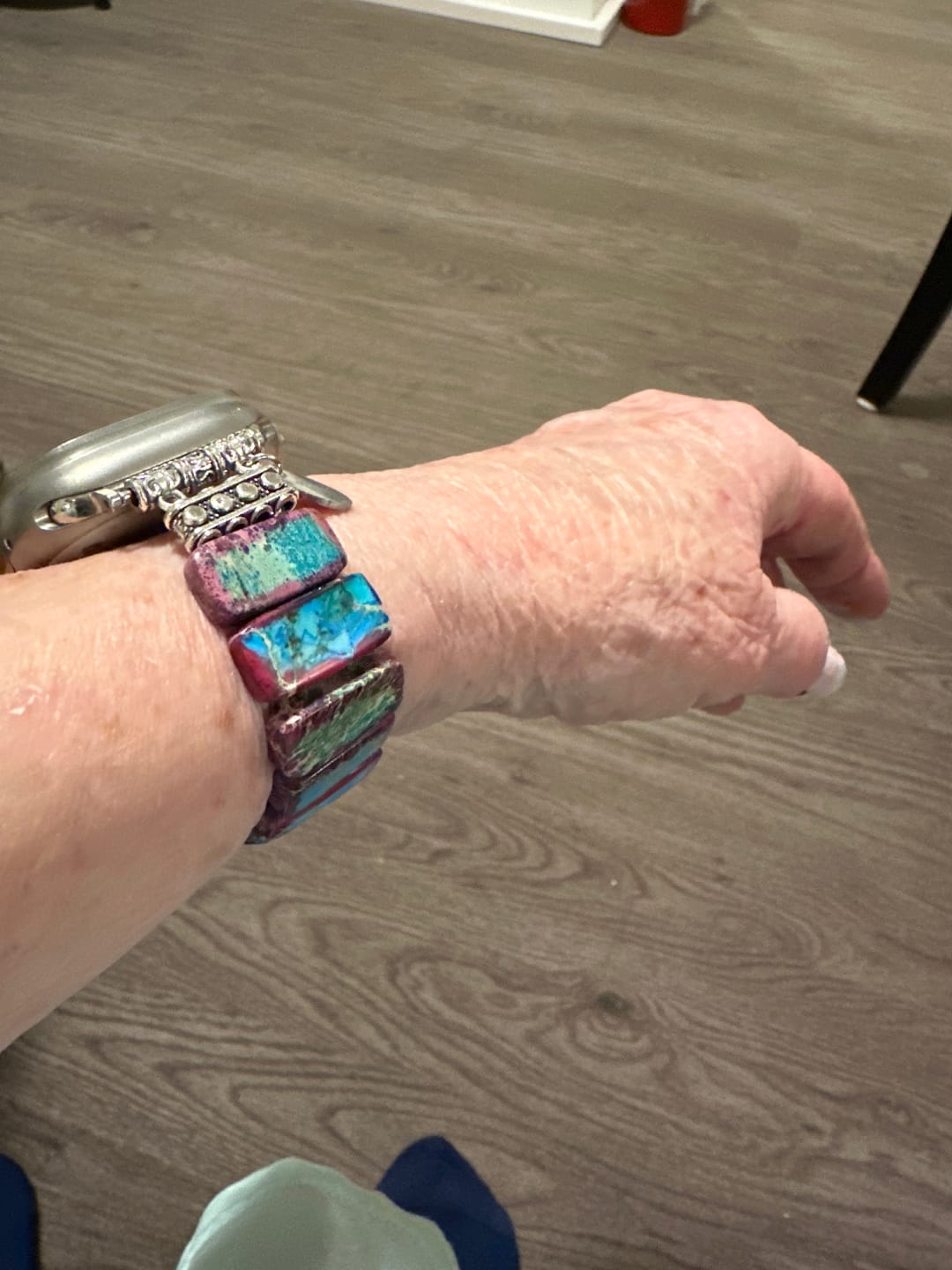 Customer photo review of Majestic Tibetan Jasper Stretch Apple Watch Strap
