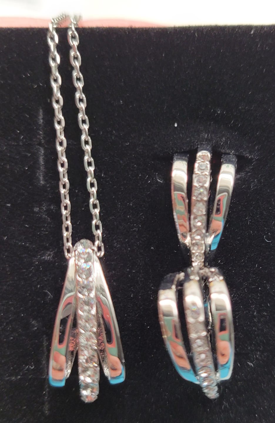 Customer photo review of Bella 18k White Gold Plated 17mm Hoop Earrings with Swarovski Crystals