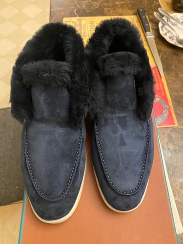 Customer photo review of LP Open Walk Ankle Boot In Navy Blue Suede With Wool Fleece Lining  984275