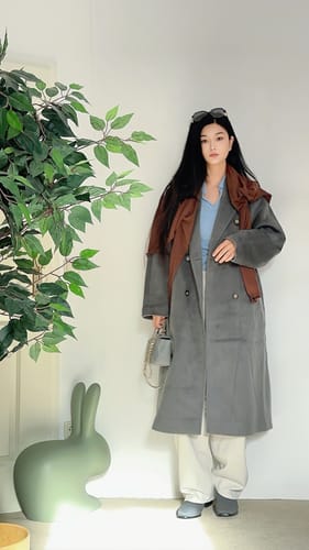 Customer photo review of LILY Platinum 100% Wool Double-Face Coat