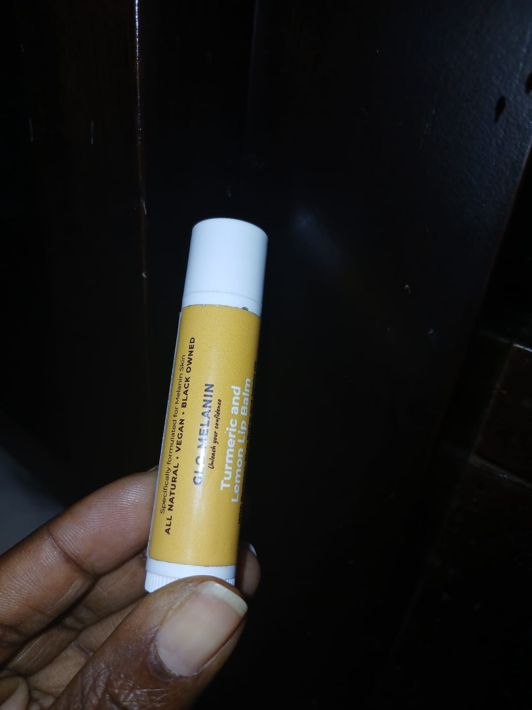 Customer photo review of Turmeric and Lemon Lip Balm (for Dark Lips)