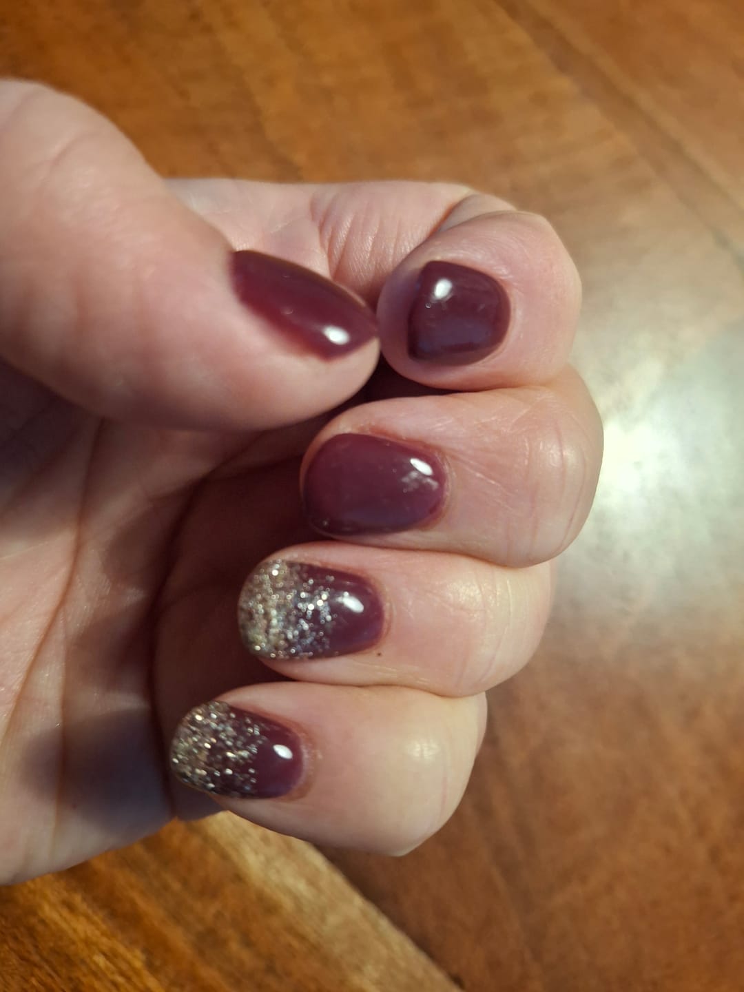 Customer photo review of Dark Reddish Purple Dipping Powder