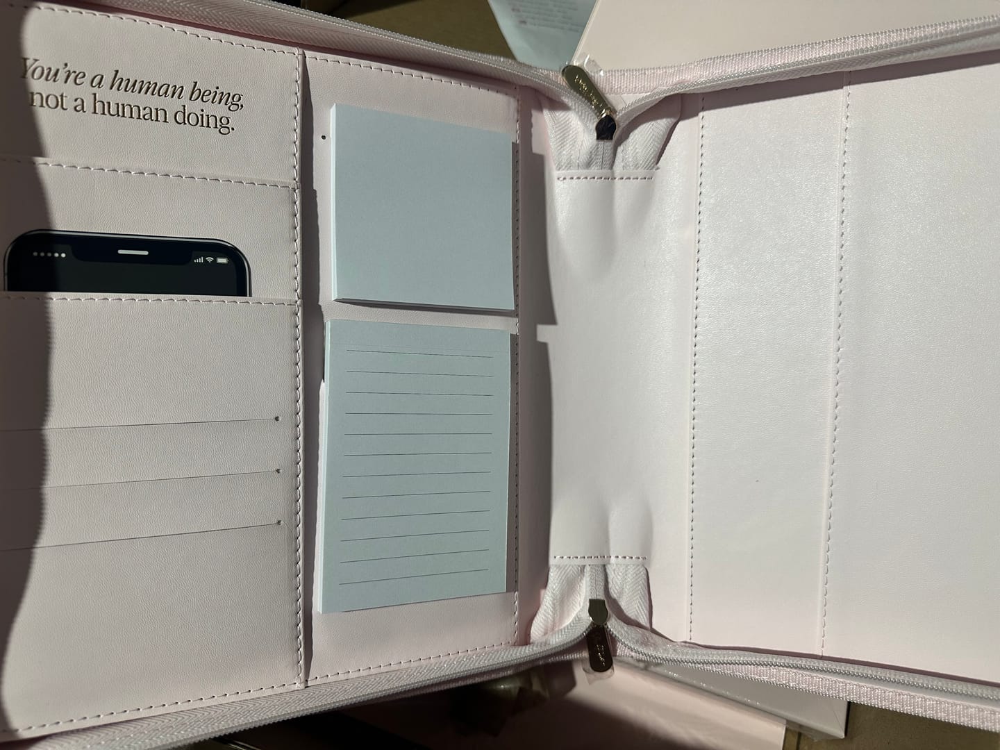 Customer photo review of Luxe Zip-up Planner Folio - Blush - Small