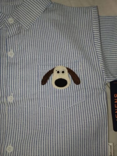 Customer photo review of Stripe Button Up Dog Patch Shirt