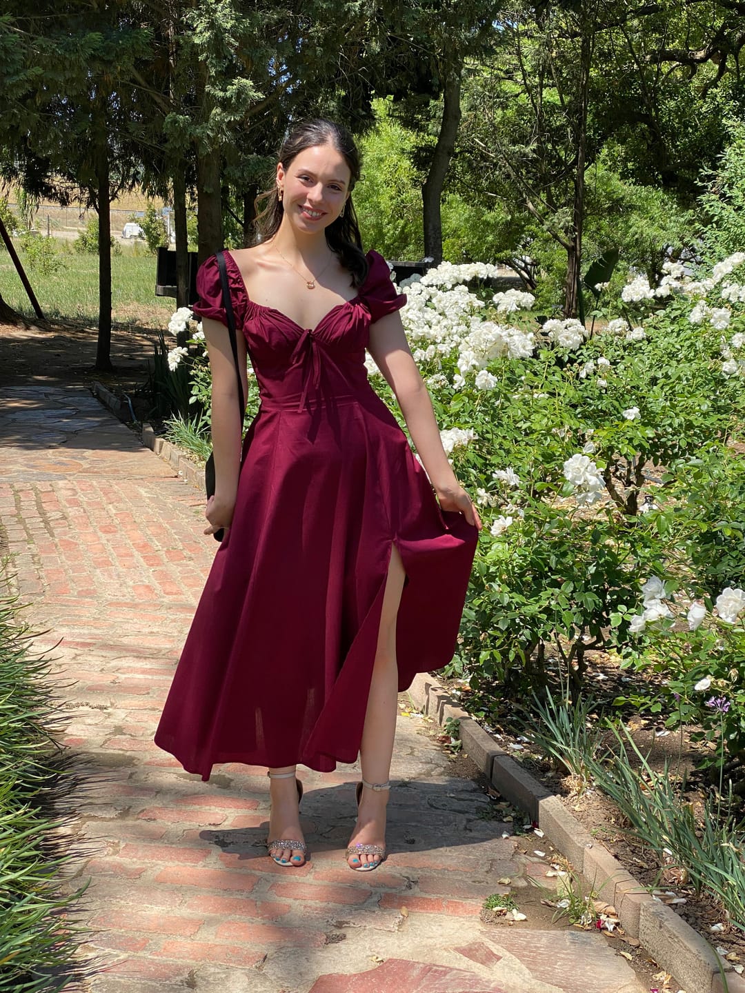 Customer photo review of Myrah Cherry Red Midi Sundress