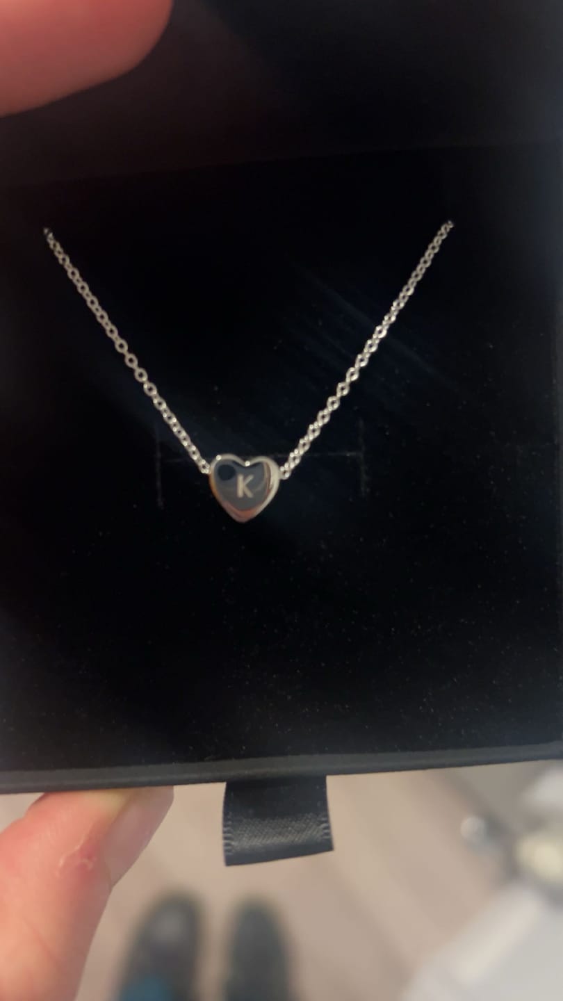 Customer photo review of Amo Heart Necklace in Silver