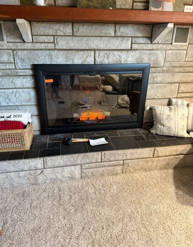 Customer photo review of Reflection - Custom Masonry Fireplace Glass Doors