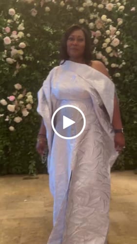 Customer video review of Abeni Off-Shoulder Brocade Boubou | Fuchsia