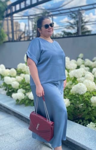 Customer photo review of Satin skirt set