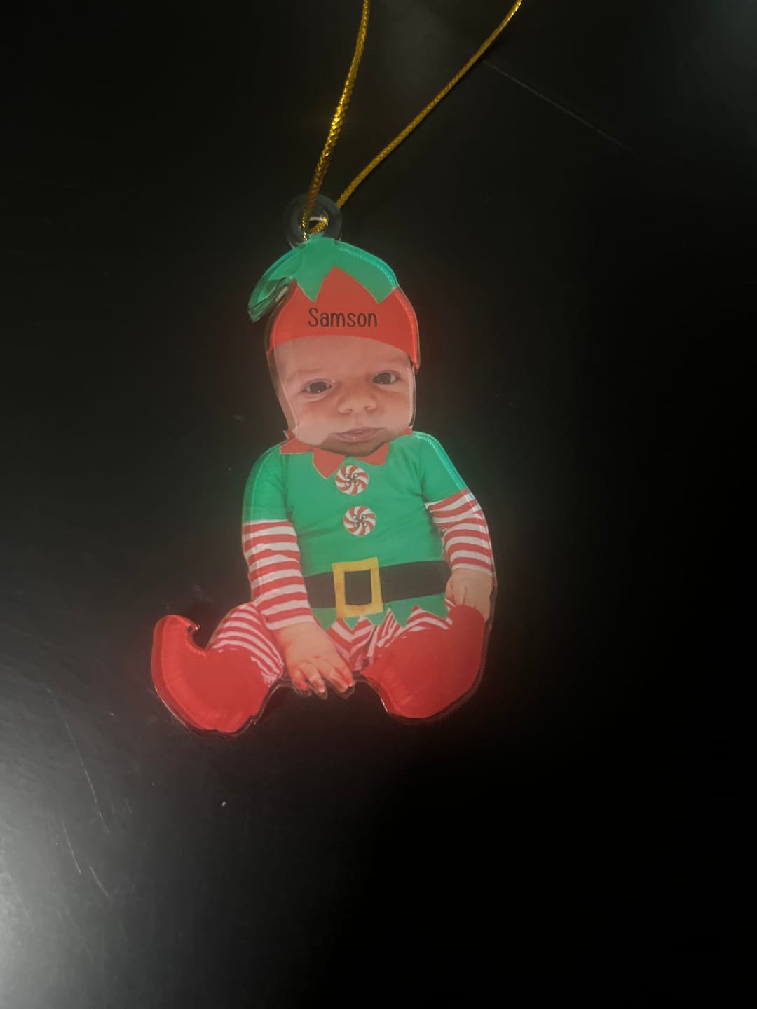 Customer photo review of Adorable Newborn Baby Elf - Personalized Babys Photo Christmas Ornament