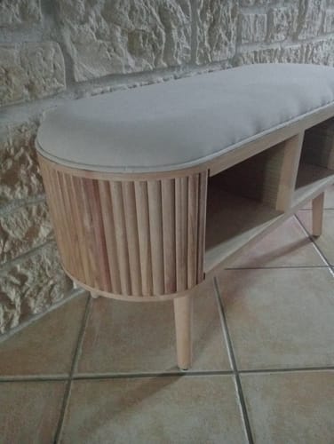 Customer photo review of ISUMI - Banc avec rangement en bois et velours beige