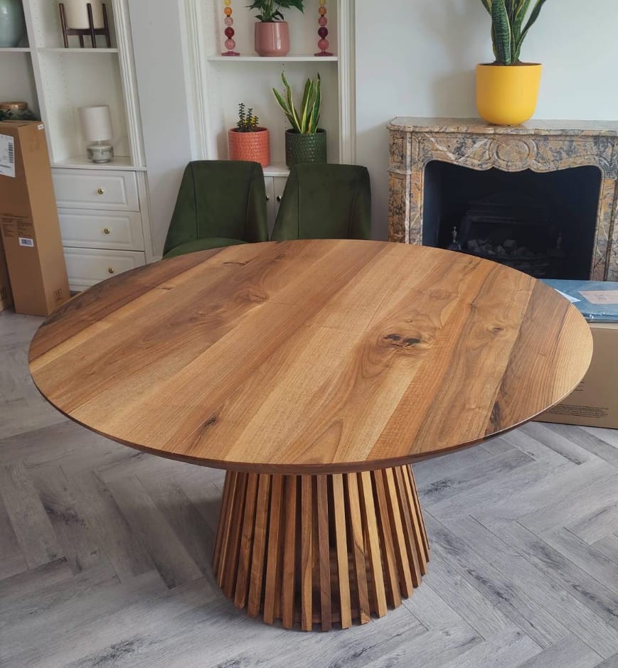 Customer photo review of Vivien Extendable Round Dining Table in Darker Walnut