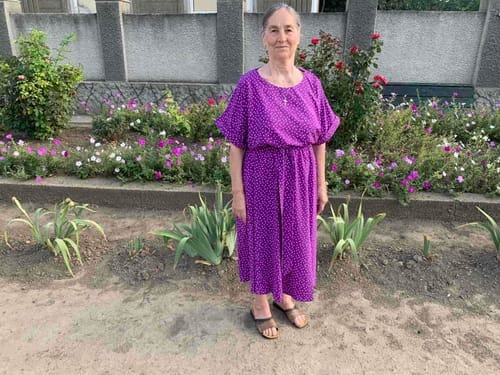 Customer photo review of Linen midi dress with a belt