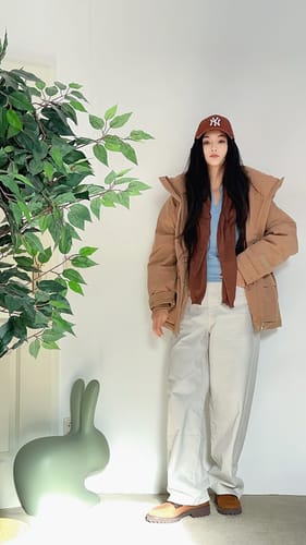 Customer photo review of LILY Platinum Wool-Shell Goose Down Coat