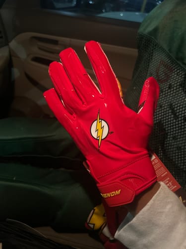 Customer photo review of The Flash Football Gloves - VPS1 by Phenom Elite